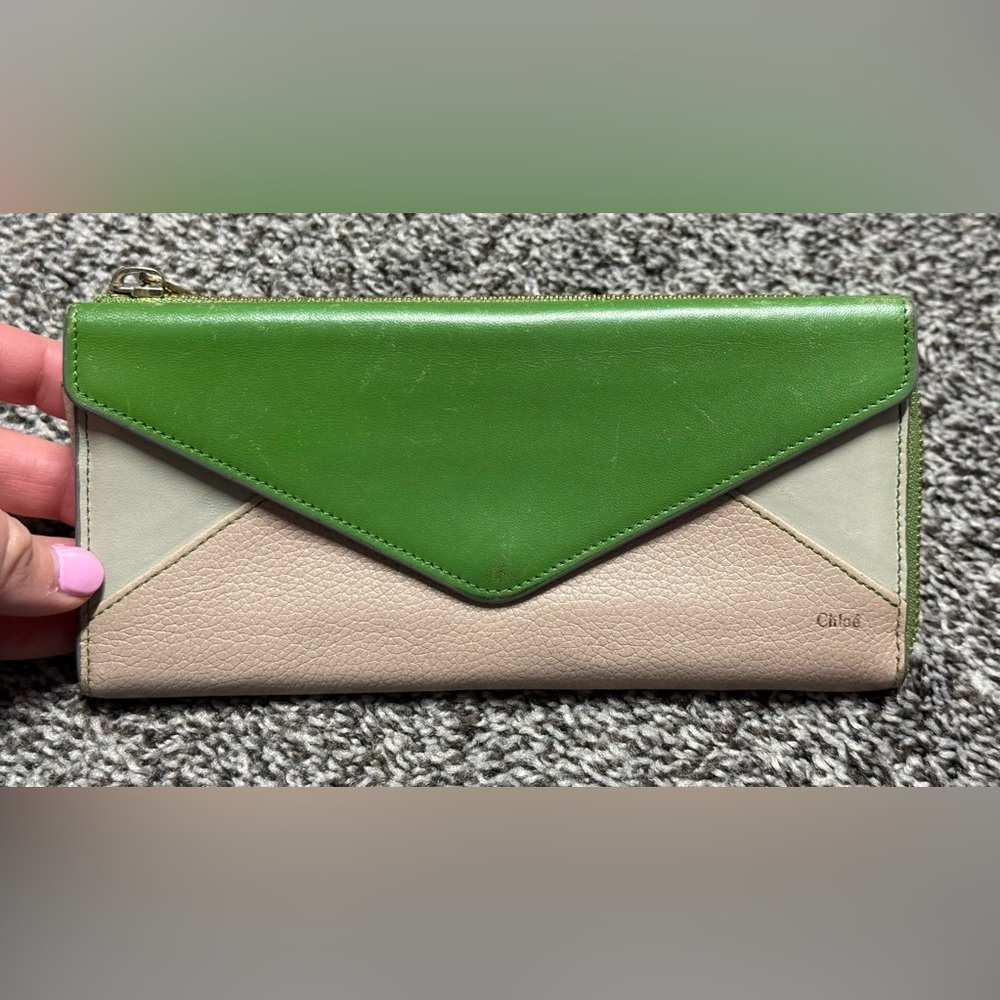 Chloe colorblock leather long wallet